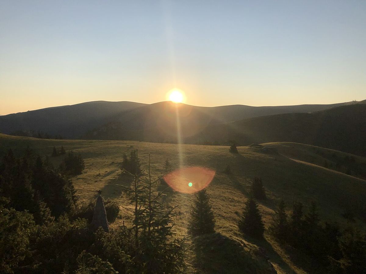 Náhľad: Sunrise in the Fatra mountains of Slovakia above meadows and